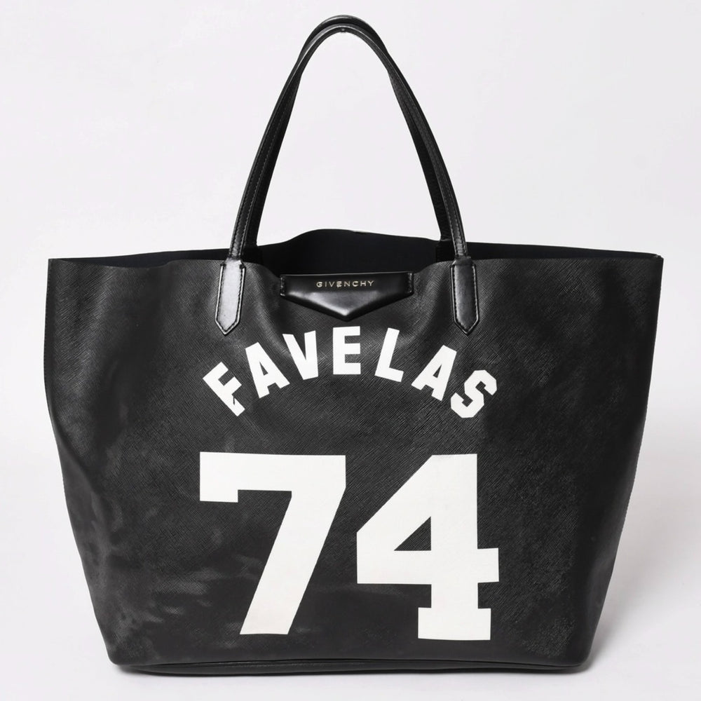 GIVENCHY ジバンシー Antigona Favelas 74 ラージトートバッグ 3C0184 ショッピングバッグ ブラック ホワイト リカルドティッシ レザー 美品 中古 4a003518