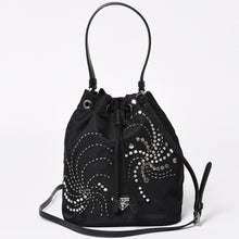 Load image into Gallery viewer, 極美品 PRADA プラダ Nylon Bag ナイロンバッグ Hand Bag ハンドバッグ ラインストーン トライアングルロゴ ブラック 中古 4a003519