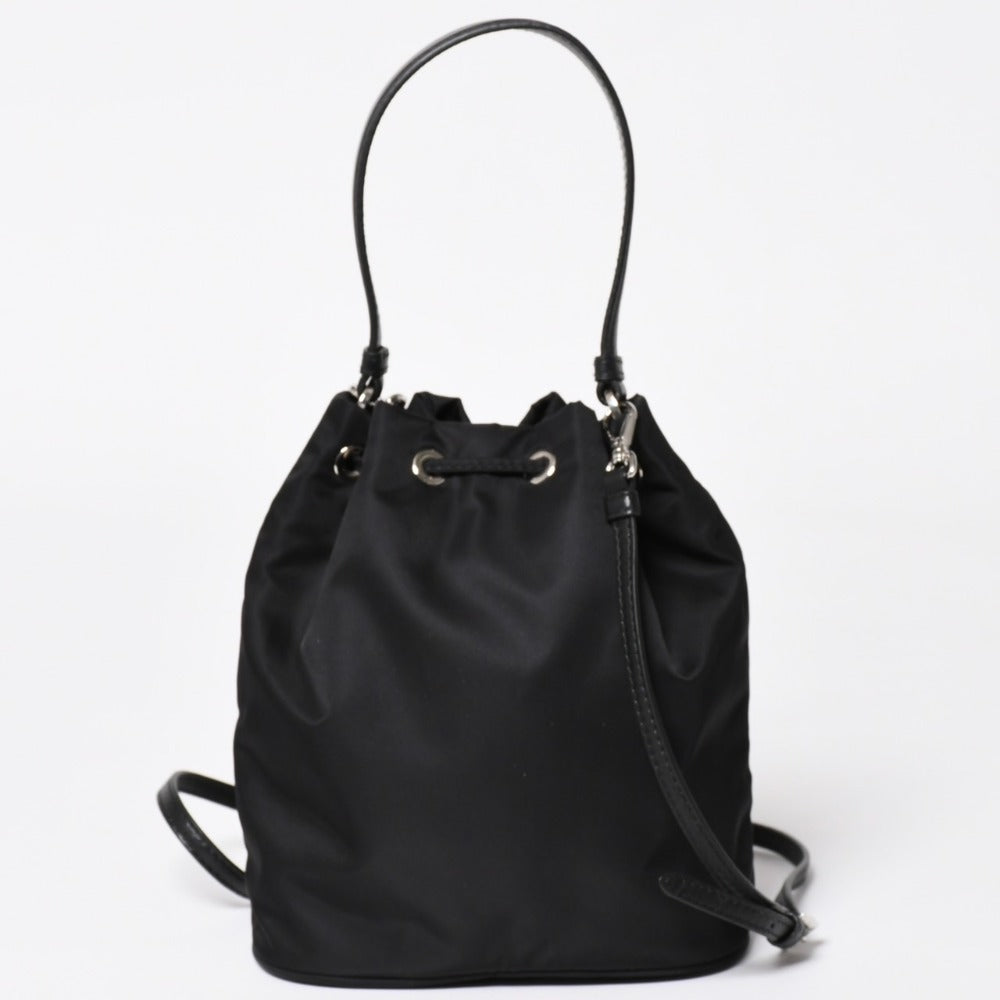 極美品 PRADA プラダ Nylon Bag ナイロンバッグ Hand Bag ハンドバッグ ラインストーン トライアングルロゴ ブラック 中古 4a003519