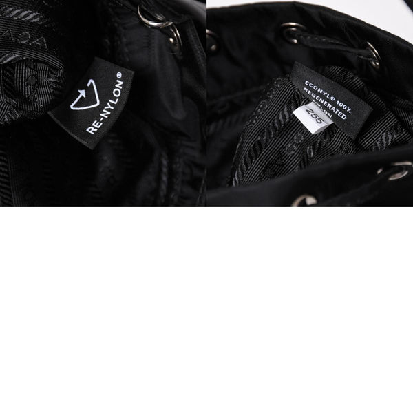 Very Good Condition PRADA Nylon Bag Hand Bag Rhinestone Triangle Logo Black Used 4a003519