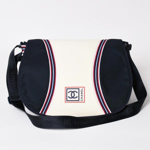 Very Good Condition CHANEL CHANEL Sports Line Shoulder Bag A31243 10th Series Coco Mark Navy Ivory Silver Hardware Used 4a003492