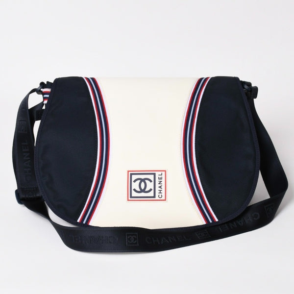 Very Good Condition CHANEL CHANEL Sports Line Shoulder Bag A31243 10th Series Coco Mark Navy Ivory Silver Hardware Used 4a003492
