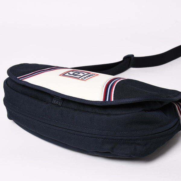 Very Good Condition CHANEL CHANEL Sports Line Shoulder Bag A31243 10th Series Coco Mark Navy Ivory Silver Hardware Used 4a003492