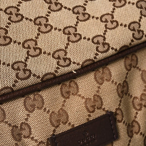 極美品 GUCCI グッチ GGキャンバス シェリーライン ボストンバッグ トートバッグ 146310 レザー ブラウン 中古 4a003528