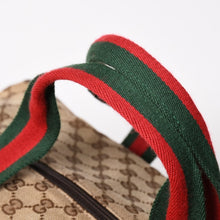 Load image into Gallery viewer, 極美品 GUCCI グッチ GGキャンバス シェリーライン ボストンバッグ トートバッグ 146310 レザー ブラウン 中古 4a003528