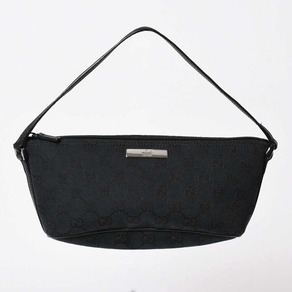 極美品 GUCCI グッチ Hand Bag ハンドバッグ 039・1103 Black ブラック GGキャンバス シルバー金具 中古 4a003699