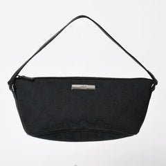 Very good condition GUCCI Hand Bag 039・1103 Black GG canvas Silver metal fittings Used 4a003699