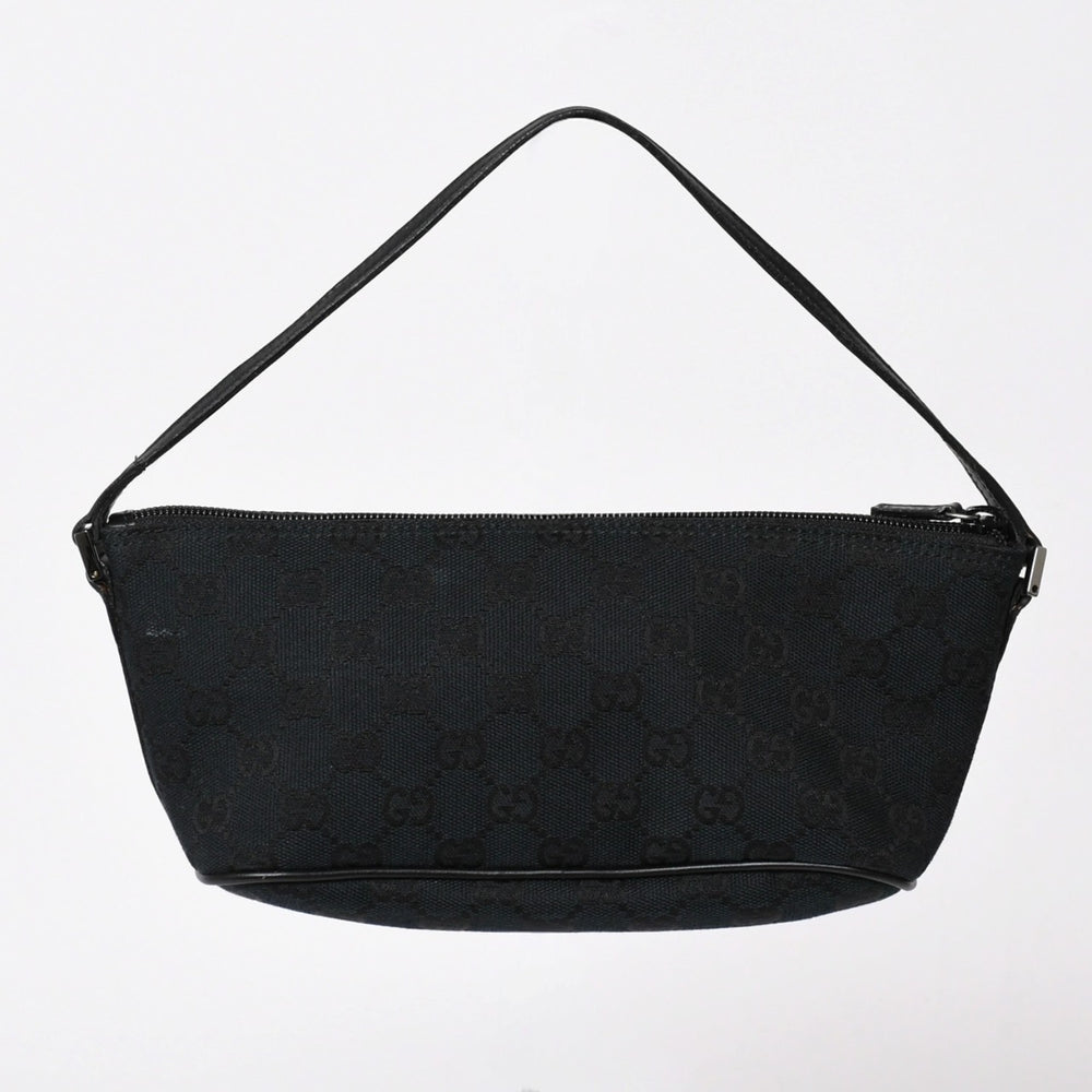 極美品 GUCCI グッチ Hand Bag ハンドバッグ 039・1103 Black ブラック GGキャンバス シルバー金具 中古 4a003699