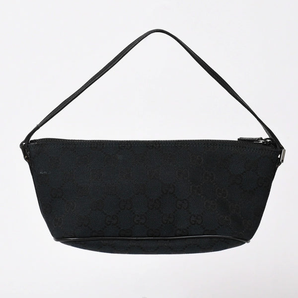 Very good condition GUCCI Hand Bag 039・1103 Black GG canvas Silver metal fittings Used 4a003699