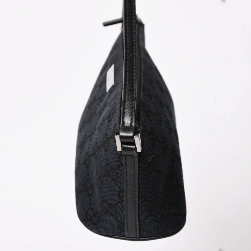 極美品 GUCCI グッチ Hand Bag ハンドバッグ 039・1103 Black ブラック GGキャンバス シルバー金具 中古 4a003699
