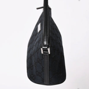Very good condition GUCCI Hand Bag 039・1103 Black GG canvas Silver metal fittings Used 4a003699