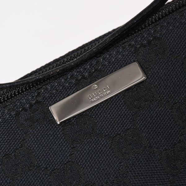 Very good condition GUCCI Hand Bag 039・1103 Black GG canvas Silver metal fittings Used 4a003699