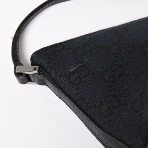 Very good condition GUCCI Hand Bag 039・1103 Black GG canvas Silver metal fittings Used 4a003699