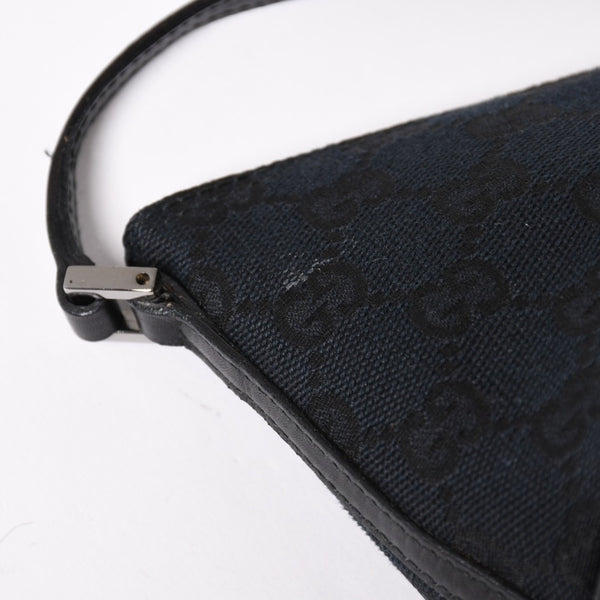 Very good condition GUCCI Hand Bag 039・1103 Black GG canvas Silver metal fittings Used 4a003699