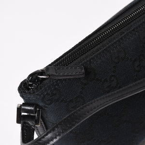 Very good condition GUCCI Hand Bag 039・1103 Black GG canvas Silver metal fittings Used 4a003699