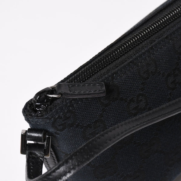 Very good condition GUCCI Hand Bag 039・1103 Black GG canvas Silver metal fittings Used 4a003699
