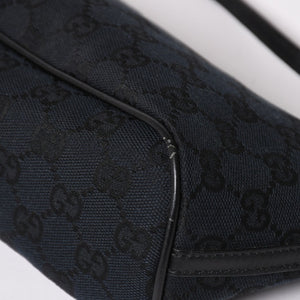 Very good condition GUCCI Hand Bag 039・1103 Black GG canvas Silver metal fittings Used 4a003699