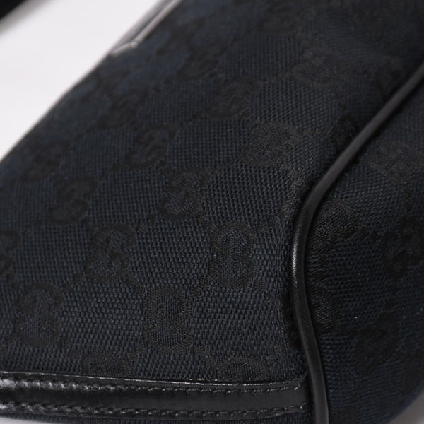 Very good condition GUCCI Hand Bag 039・1103 Black GG canvas Silver metal fittings Used 4a003699