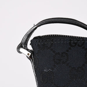 Very good condition GUCCI Hand Bag 039・1103 Black GG canvas Silver metal fittings Used 4a003699