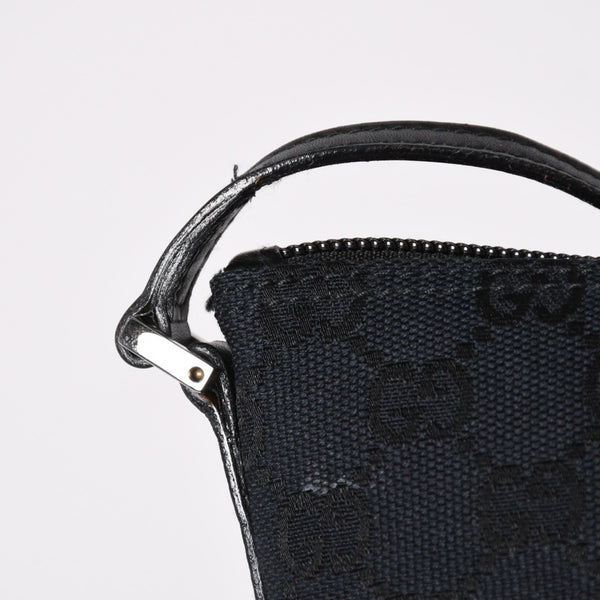 Very good condition GUCCI Hand Bag 039・1103 Black GG canvas Silver metal fittings Used 4a003699