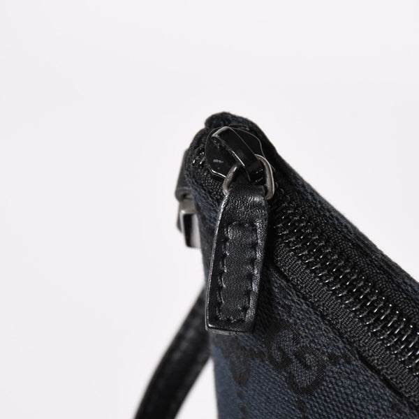 Very good condition GUCCI Hand Bag 039・1103 Black GG canvas Silver metal fittings Used 4a003699