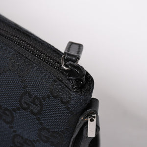Very good condition GUCCI Hand Bag 039・1103 Black GG canvas Silver metal fittings Used 4a003699