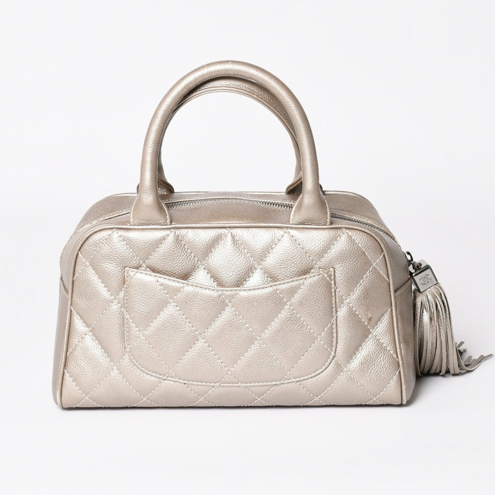 CHANEL Chanel Matelasse Cocomark Mini Boston Bag No. 9 Handbag Caviar Skin Quilted Bronze Style Gold Silver Hardware Good Condition Used 4a003711