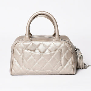 CHANEL Chanel Matelasse Cocomark Mini Boston Bag No. 9 Handbag Caviar Skin Quilted Bronze Style Gold Silver Hardware Good Condition Used 4a003711