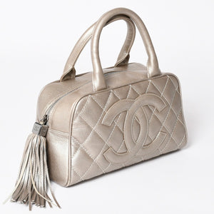CHANEL Chanel Matelasse Cocomark Mini Boston Bag No. 9 Handbag Caviar Skin Quilted Bronze Style Gold Silver Hardware Good Condition Used 4a003711
