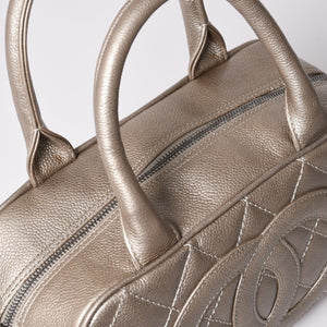 CHANEL Chanel Matelasse Cocomark Mini Boston Bag No. 9 Handbag Caviar Skin Quilted Bronze Style Gold Silver Hardware Good Condition Used 4a003711