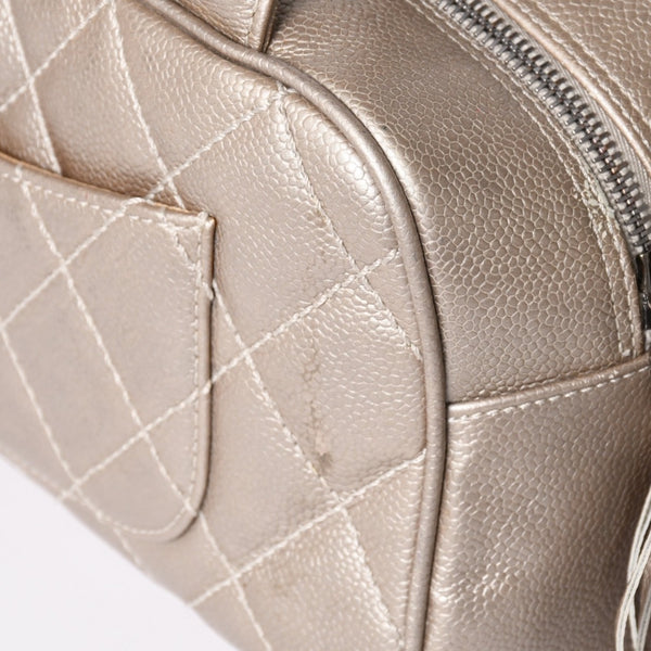 CHANEL Chanel Matelasse Cocomark Mini Boston Bag No. 9 Handbag Caviar Skin Quilted Bronze Style Gold Silver Hardware Good Condition Used 4a003711