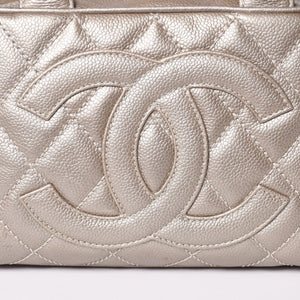 CHANEL Chanel Matelasse Cocomark Mini Boston Bag No. 9 Handbag Caviar Skin Quilted Bronze Style Gold Silver Hardware Good Condition Used 4a003711