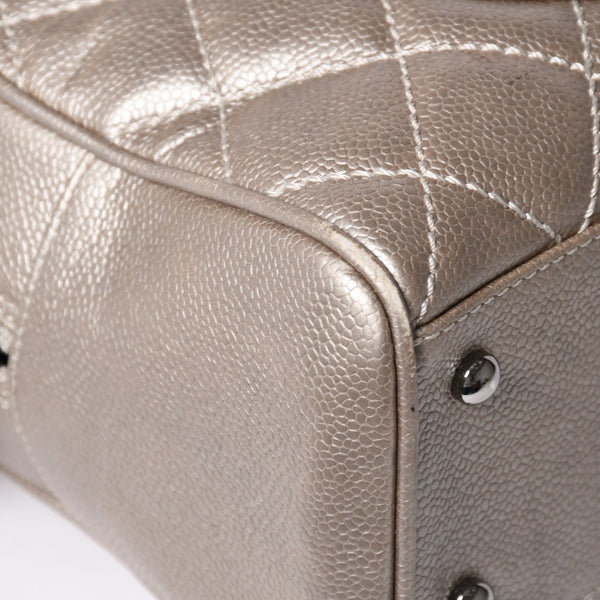 CHANEL Chanel Matelasse Cocomark Mini Boston Bag No. 9 Handbag Caviar Skin Quilted Bronze Style Gold Silver Hardware Good Condition Used 4a003711