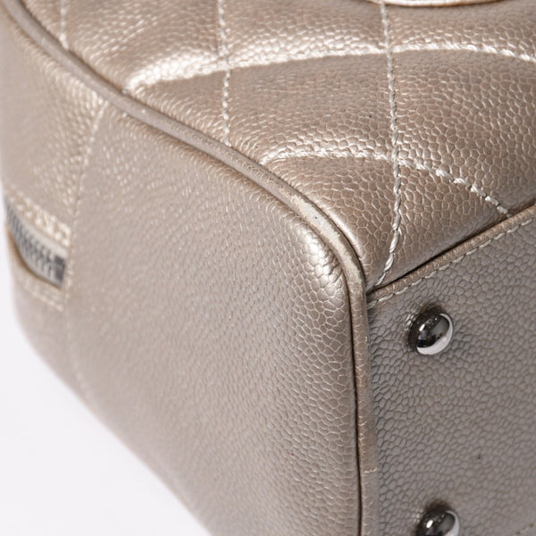 CHANEL Chanel Matelasse Cocomark Mini Boston Bag No. 9 Handbag Caviar Skin Quilted Bronze Style Gold Silver Hardware Good Condition Used 4a003711