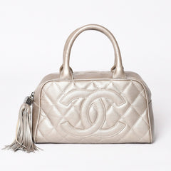 CHANEL Chanel Matelasse Cocomark Mini Boston Bag No. 9 Handbag Caviar Skin Quilted Bronze Style Gold Silver Hardware Good Condition Used 4a003711