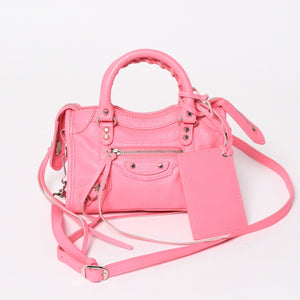 極美品 BALENCIAGA バレンシアガ ルシティナノ ハンドバッグ 453205 ショルダーバッグ 2WAY レザー シルバー金具 中古 4a003548