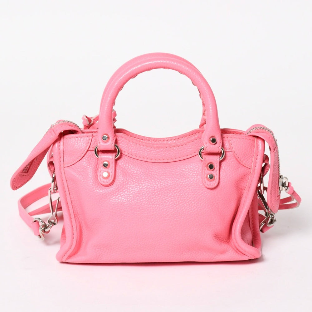 極美品 BALENCIAGA バレンシアガ ルシティナノ ハンドバッグ 453205 ショルダーバッグ 2WAY レザー シルバー金具 中古 4a003548