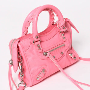 極美品 BALENCIAGA バレンシアガ ルシティナノ ハンドバッグ 453205 ショルダーバッグ 2WAY レザー シルバー金具 中古 4a003548