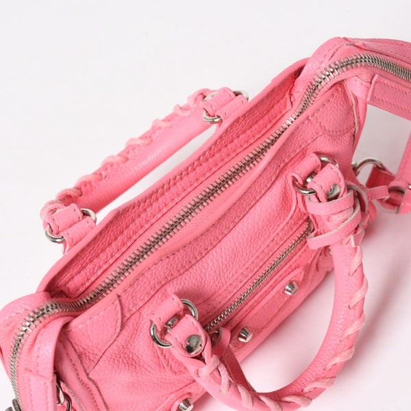 極美品 BALENCIAGA バレンシアガ ルシティナノ ハンドバッグ 453205 ショルダーバッグ 2WAY レザー シルバー金具 中古 4a003548