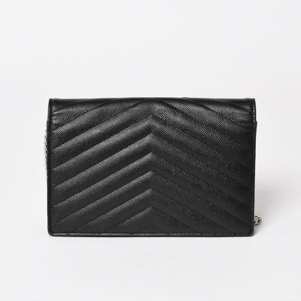 Very Good Condition SAINT LAURENT Cassandra Cassandra Leather Chain Wallet Chain Wallet Caviar Skin YBL393953・0418 Used 4a003538