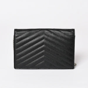 Very Good Condition SAINT LAURENT Cassandra Cassandra Leather Chain Wallet Chain Wallet Caviar Skin YBL393953・0418 Used 4a003538