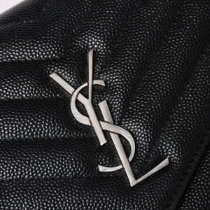 Very Good Condition SAINT LAURENT Cassandra Cassandra Leather Chain Wallet Chain Wallet Caviar Skin YBL393953・0418 Used 4a003538