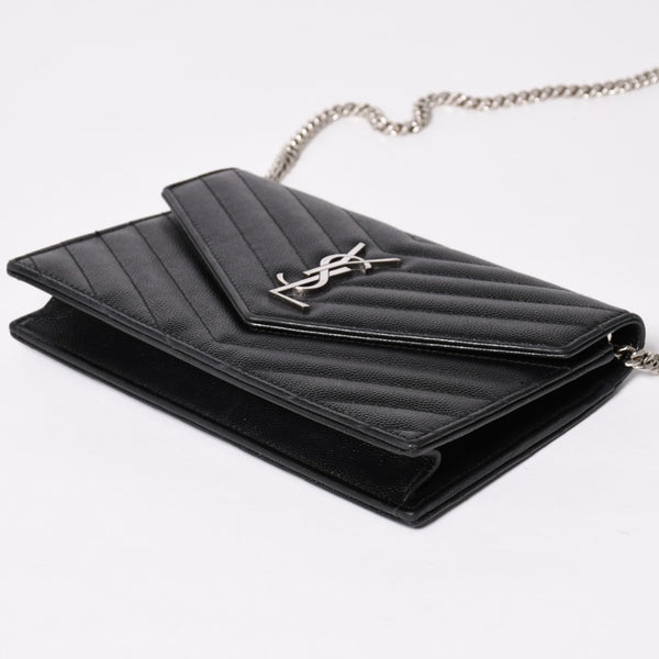 Very Good Condition SAINT LAURENT Cassandra Cassandra Leather Chain Wallet Chain Wallet Caviar Skin YBL393953・0418 Used 4a003538
