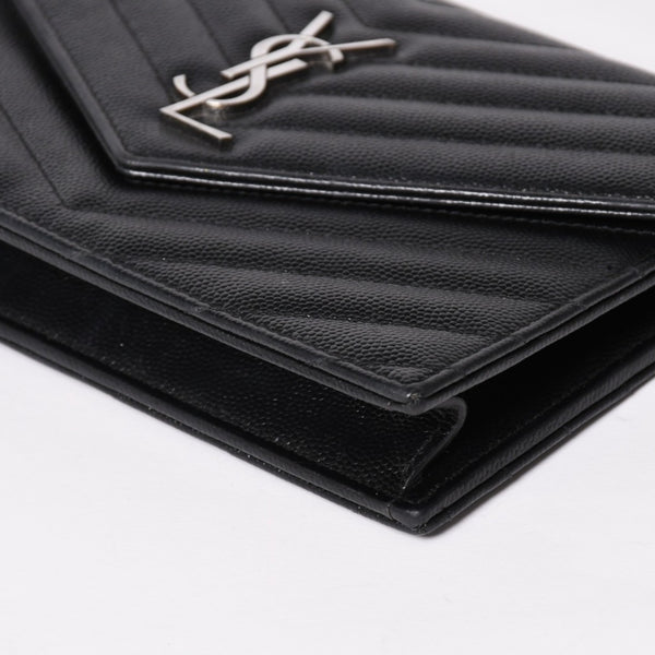 Very Good Condition SAINT LAURENT Cassandra Cassandra Leather Chain Wallet Chain Wallet Caviar Skin YBL393953・0418 Used 4a003538