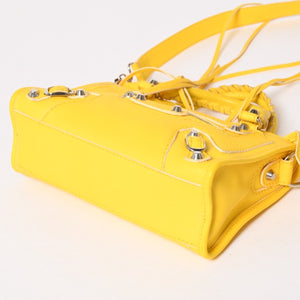 極美品 BALENCIAGA バレンシアガ CLASSIC MINI CITY クラシック ミニ シティ 2WAYバッグ 300295 レザー イエロー 中古 4a003541