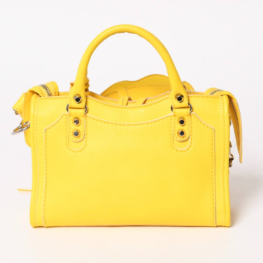 極美品 BALENCIAGA バレンシアガ CLASSIC MINI CITY クラシック ミニ シティ 2WAYバッグ 300295 レザー イエロー 中古 4a003541