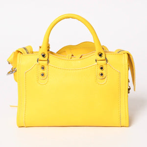 極美品 BALENCIAGA バレンシアガ CLASSIC MINI CITY クラシック ミニ シティ 2WAYバッグ 300295 レザー イエロー 中古 4a003541