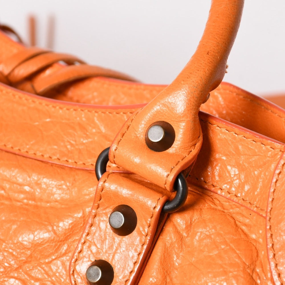 BALENCIAGA The City 2WAY Bag Handbag Leather 115748 Orange Bronze Hardware Good Condition Used 4a003463