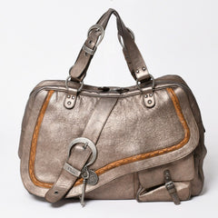 Christian Dior クリスチャンディオール ガウチョサドルハンドバッグ 26-MA-0076 ガリアーノ期 2006SS レザー ウエスタン調 メタリックブラウン 美品 中古 4a003475