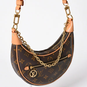 極美品 LOUIS VUITTON ルイヴィトン モノグラム キャンバス M81098 ループバッグ 三日月型 ゴールド金具 中古 4a003441